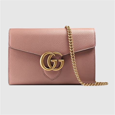 gucci marmont wallet on chain pink|Gucci Marmont leather mini chain bag.